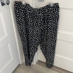 Ulla Popken Black and White Butterfly Pants Plus Size